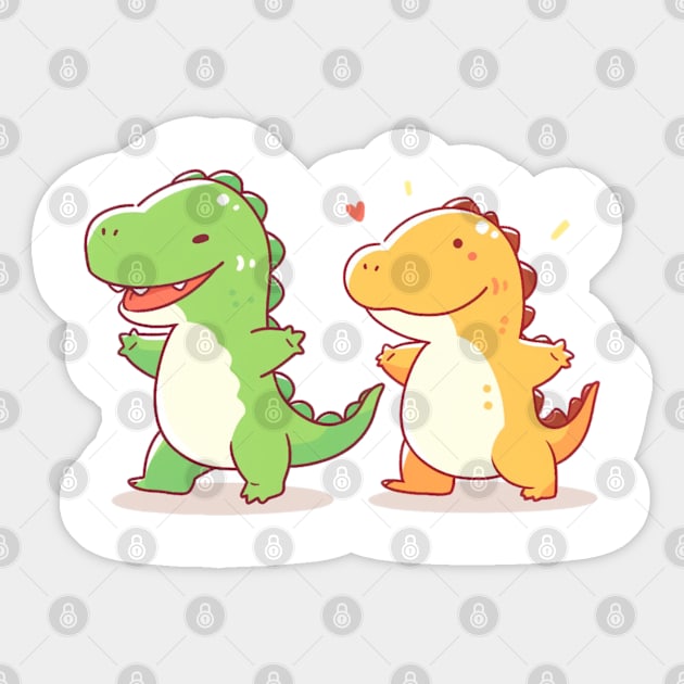 Two cute and adorable dinos Sticker by Jaragua Gecko